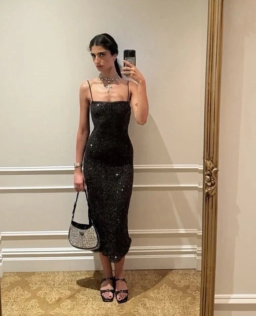 zara zw collection sequinned slip dress ZARA WOMAN NWT FW23 ZW COLLECTION SEQUINNED SLIP