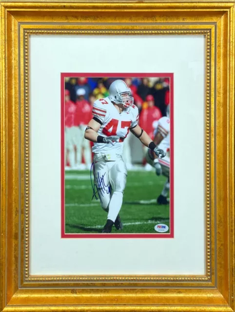 Souvenirs Aj Hawk ( Blanc T - Shirt ) Main Signée Photo Ohio State Buckeyes