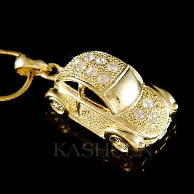 3D VW Beetle VOLKSWAGEN Classic Bug CAR made with Swarovski Crystal GT Necklace
