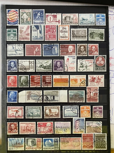 Briefmarken Dänemark, Doubletten, 1 DIN-A4 Seite, DK 1