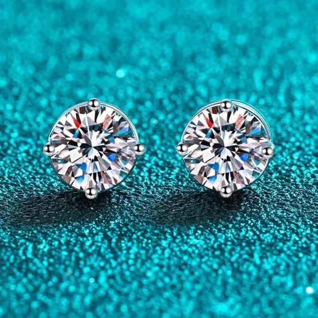 1ct Earrings in White Gold Diamond Test Pass Lab-Created VVS1/D/Excellent