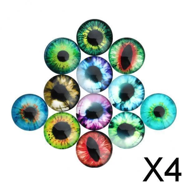 4X 20 Stück 10mm Augenmuster Kuppel Glas Cabochons Flatback Verzierungen