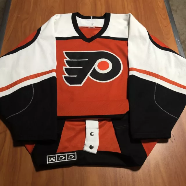 Small Block CCM Authentic Philadelphia Flyers NHL Jersey Vintage Orange 48