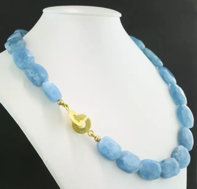 Aquamarin-Kette Santa-Maria-Farbe Aquamarine 320 ct kräftiges Blau Halskette neu 3