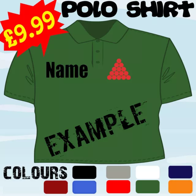 Snooker Pub Team Player Club Personalised T Polo Shirt
