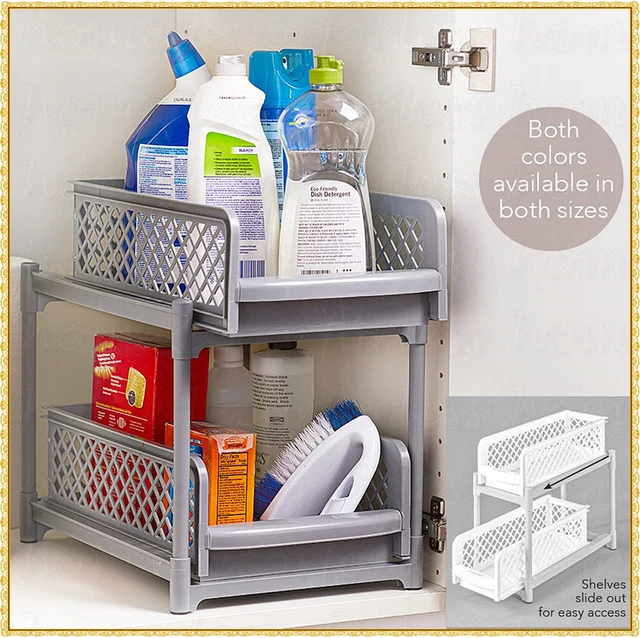 2TIER SLIDING Shelf Basket Under Sink Storage Organizer Drawer