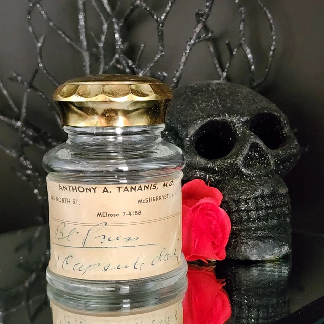 Vintage Prescription Apothecary Bottle Original Hand Written Label Halloween