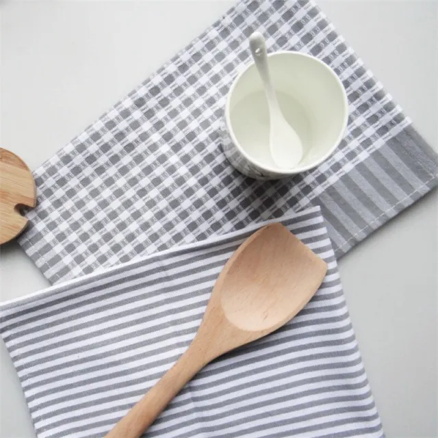 40x60cm Kitchen Cotton Tea Towel Dish Cloth Lattice Striped Table Dinner Napkin