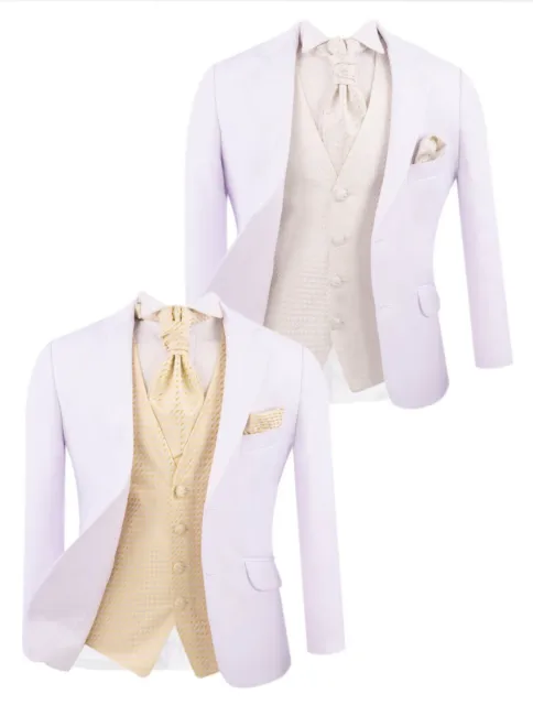 Boys Page Boy Suit White with Vest Shirt Cravat Tailored Fit Communion Wedding