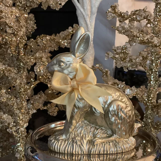 Faux Foil Chocolate Bunny Figurine 7 in Tall New