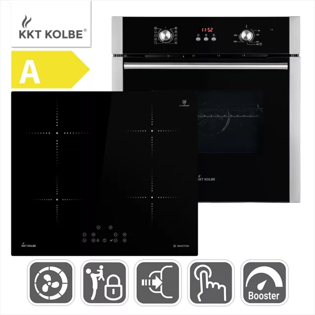 Four électrique encastrable 60cm + Plaques de cuisson induction 59cm, minuterie