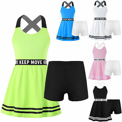 Kinder Mädchen Sportkleidung A-Linien Kleid Tanzkleid Sommerkleid Freizeit Set