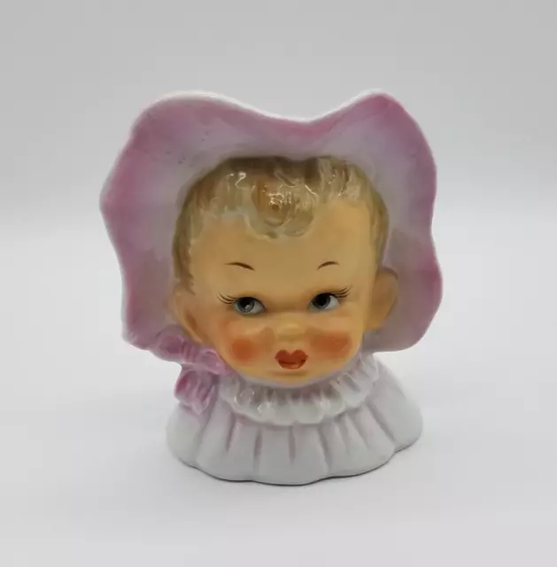 Vintage Ucagco Handpainted Baby Girl Head Vase/ Planter