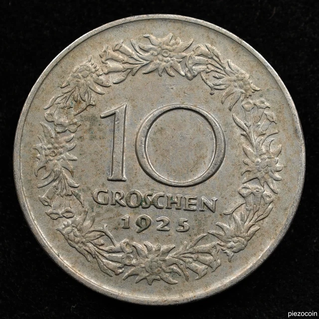 Austria 10 Groschen 1925, Coin, Km# 2838, Woman Of Tyrol, Inv#C990