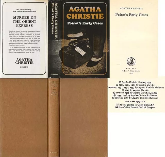 Agatha Christie  POIROT´S EARLY CASES  1st w/ Original DJ 1974 Collins