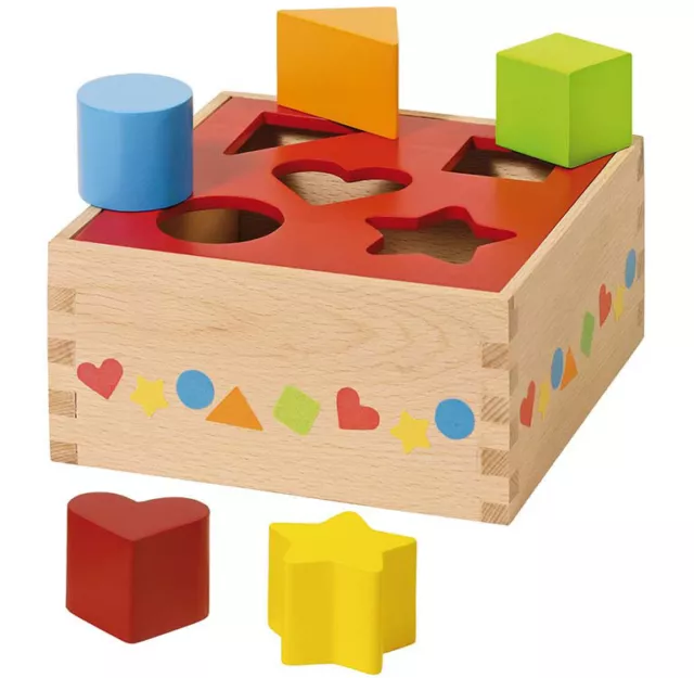 SORTBOX Steckbox Steckwürfel Steckspiel Formen-Sortier-Spiel Box Holz Motorik