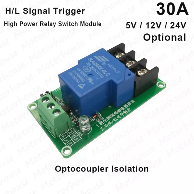 DC 5V 12V 24V High Power 30A Signal Trigger Relay Switch On/Off PCB Board Module