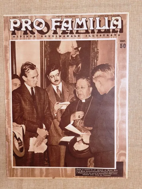 Copertina Pro Familia del 1939 Monsignor Amleto Cicognani a Washington