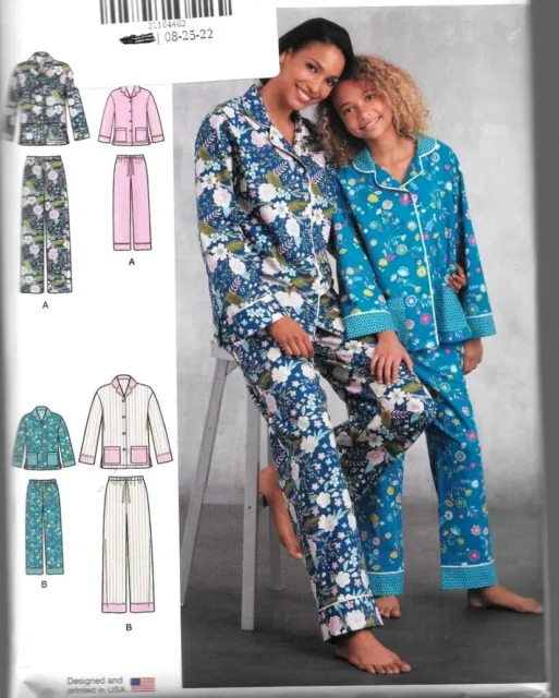 Simplicity Sewing Pattern Child XS-L Adult XS-XL Teen Family Pajamas U PICK~UCFF