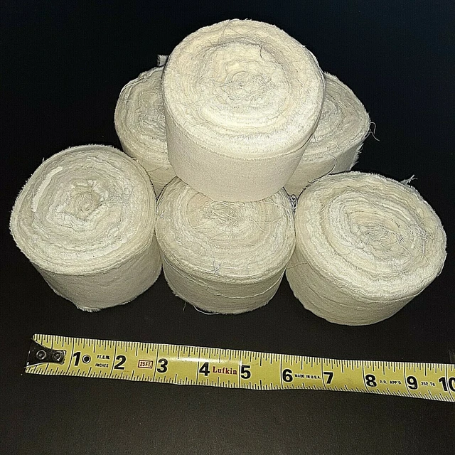 Lote de 6 alfombras de ganchillo trenzadas de tela de trapo blanco hilo Amish tejidas trapo