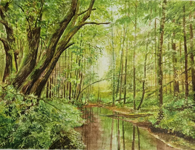 Aquarellbild Original 40x30 cm, Landschaft, Die Grüne