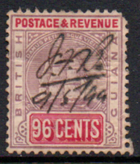 British Guiana QV 1889 96c dull purple & carmine sg205 with m/s cancellation.