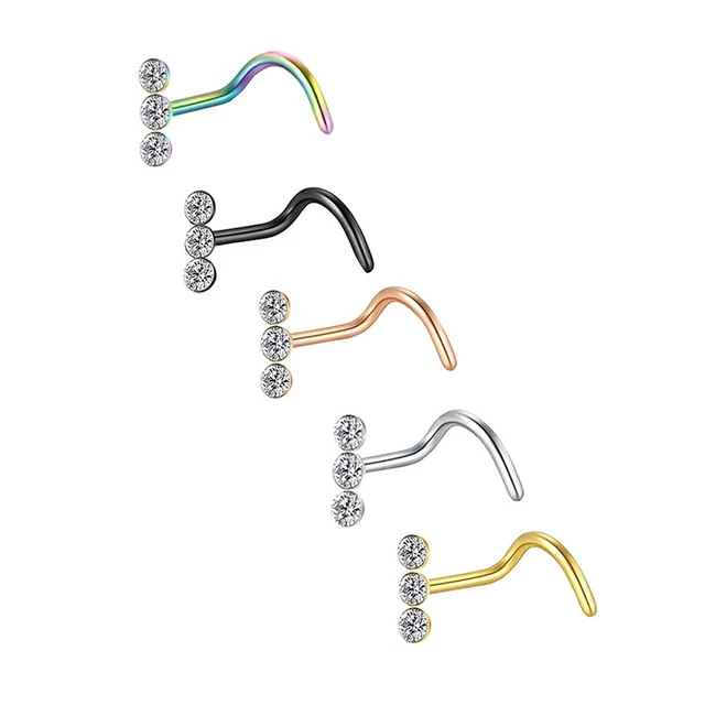 Anello Osso Cristallo Superiore Vite Naso Forma Chirurgica 316 L Forma Curva Naso Pierc DB