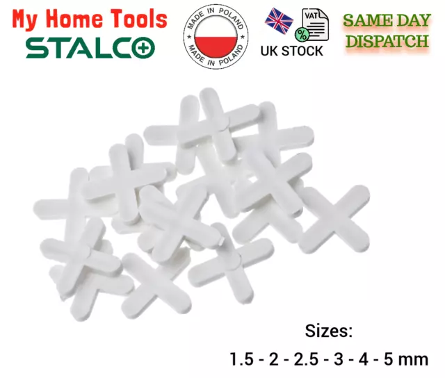 1.5mm - 5mm Floor Tiling Tiles Spacers Crosses Grouting Floor Wall Sizes Stalco