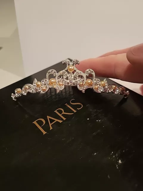 Paris By Debra Moreland Bridal Hair Comb Elegant Rhinestone Pearl Swirls Floral