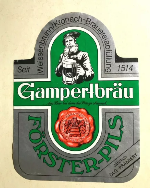 Bieretikett ,GAMPERTBRÄU , Förster-Pils , Weissenbrunn / Oberfranken / BY #76#