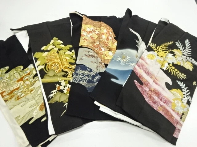 41123# Japanese Kimono / Antique Tomesode / Set Of 5