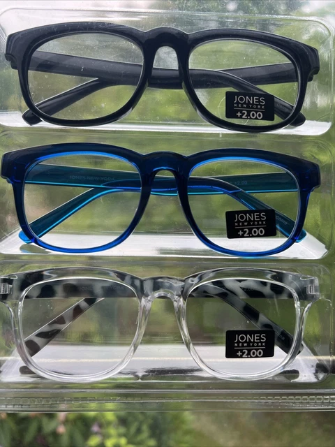 Jones New York 3 Reading Glasses BLACK & BLUE Readers +2.00 Men’s THICK💥NEW !