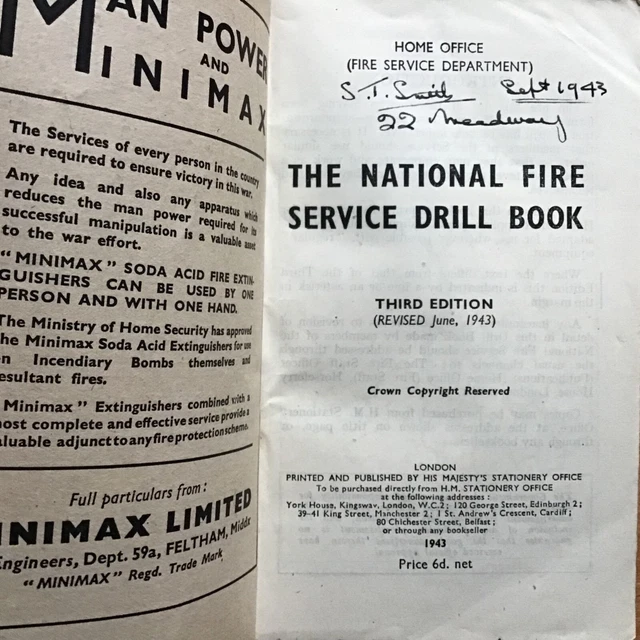 ORIGINAL WW2 BRITISH Fire Service Handbook The National Fire Service