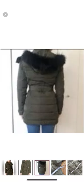 Burberry Brit Olive Allerdale Double-breasted Puffer with Fur Hood Coat 2