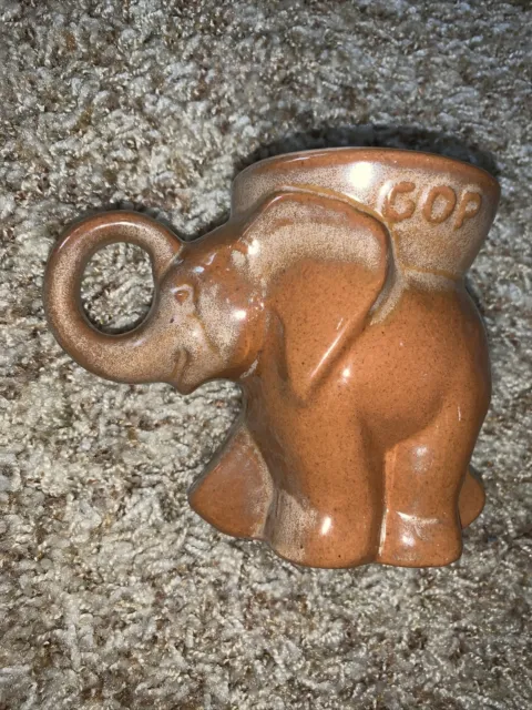 1979 Frankoma Republican GOP Elephant Political Mug Cup Brown