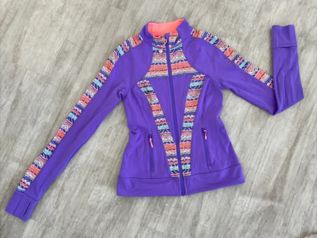 Girls Ivivva Lululemon Full Zip Jacket Sweatshirt Purple Stretch 14 VGUC