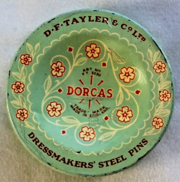 Vintage Dorcas D. F. Tayler & Co. Ltd Tin of Dressmakers Steel Pins