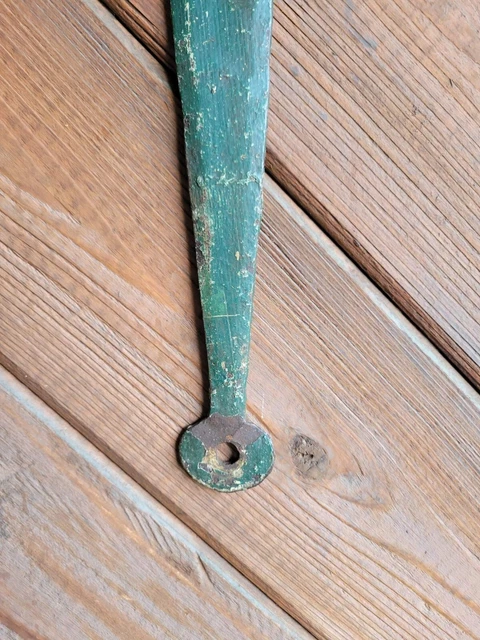 19c Antique Hand Wrought Forged Iron Barn Door Strap Hinges 19 1/4" 2