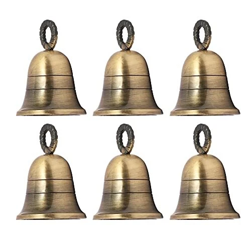 Indian Brass Bells Jingle Bells for Home Door Décor, Crafts, Chimes, 6 Plain