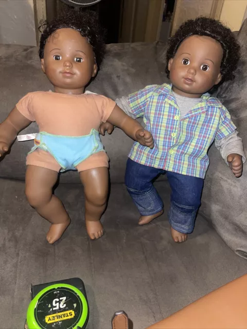 American Girl Bitty Baby Bitty Twins African American Boy Girl retired dolls 15”