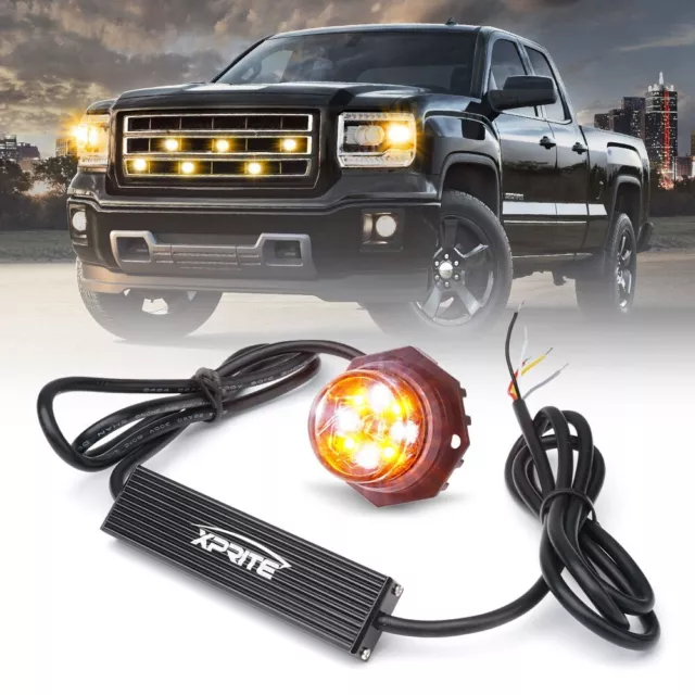 Xprite Hideaway LED Strobe Light Emergency Hazard Warning Bulb White Amber 8W