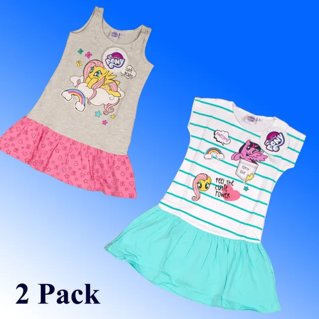 Girls My Little Pony Dress, Summer Cotton 2 PACK  Age 2 4 6 8 Years