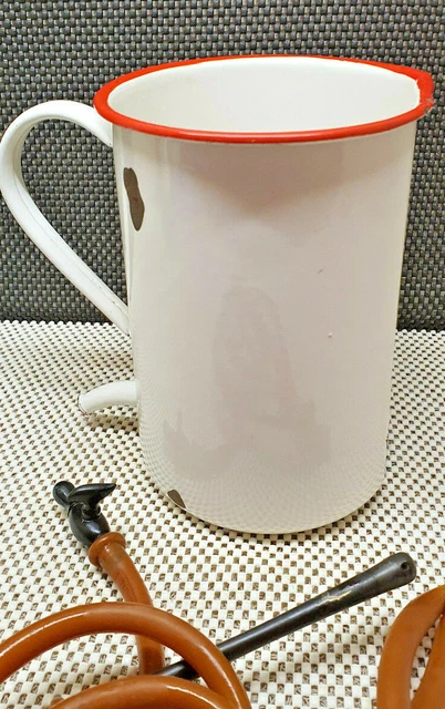 Antik Pressol Klistier 2L Emaille Weiß Farblicher Rot Titacoq Deko Vintage 6
