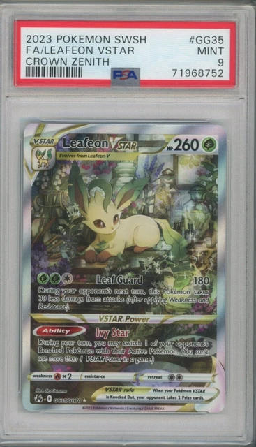 Pokemon Cards - Leafeon Vstar Gg35/Gg70 - Crown Zenith - Psa 9