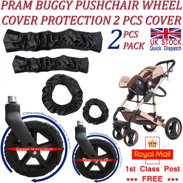 LTG Pram Buggy Push Chair Stroller Wheel Covers Front Rear Back Black Protection