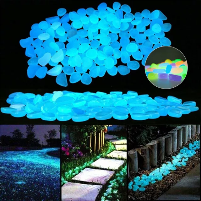 100 piezas piedras luminosas guijarros brillantes piedras fluorescentes decoración de jardín 2