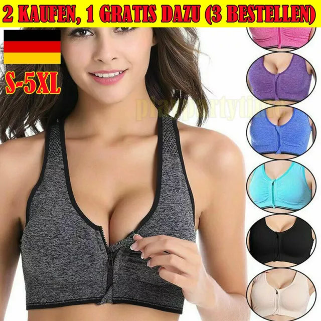 Frauen Sport BH Bustier Fitness Gym Yoga Training Jogging Damen Zipper Bra Top