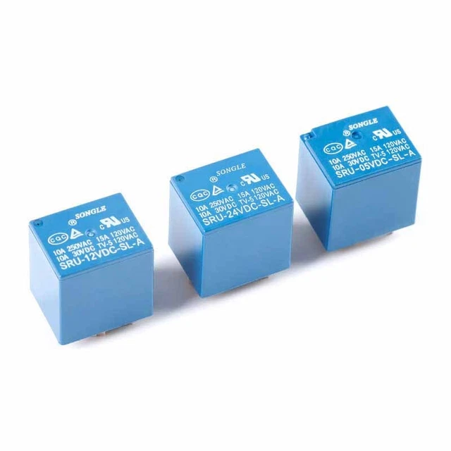 SONGLE RELAY SRU-05V/12V/24VDC-SL-A 15A 4 Pin PCB Mount Relays Blue EUR ...