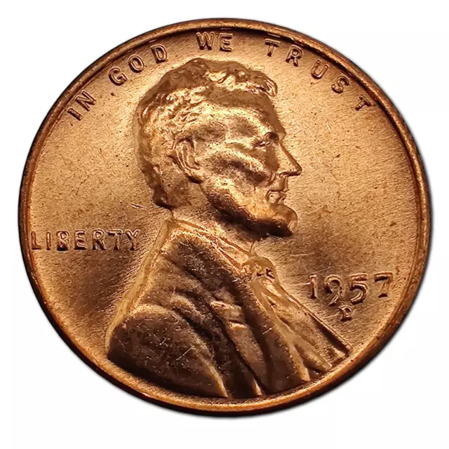 1957-D Uncirculated Lincoln Wheat Cent Penny MS Mint State Copper