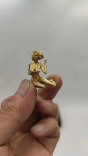 Chinese Bronze Copper Statue Hand Carved Mini Beauty Girl Figurine